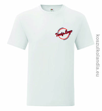 Zestaw 100 BIAŁYCH koszulek typu t-shirt JHK z MAŁYM własnym logo grafiką